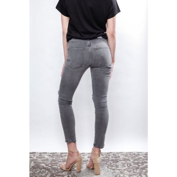 Agolde Sophie High Rise Distressed Crop Jeans in Washed Black Grey Size 30 - Picture 9 of 10